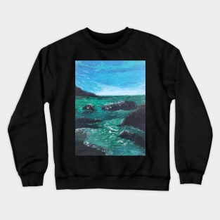 Emerald Bay oil painting by tabitha kremesec Crewneck Sweatshirt